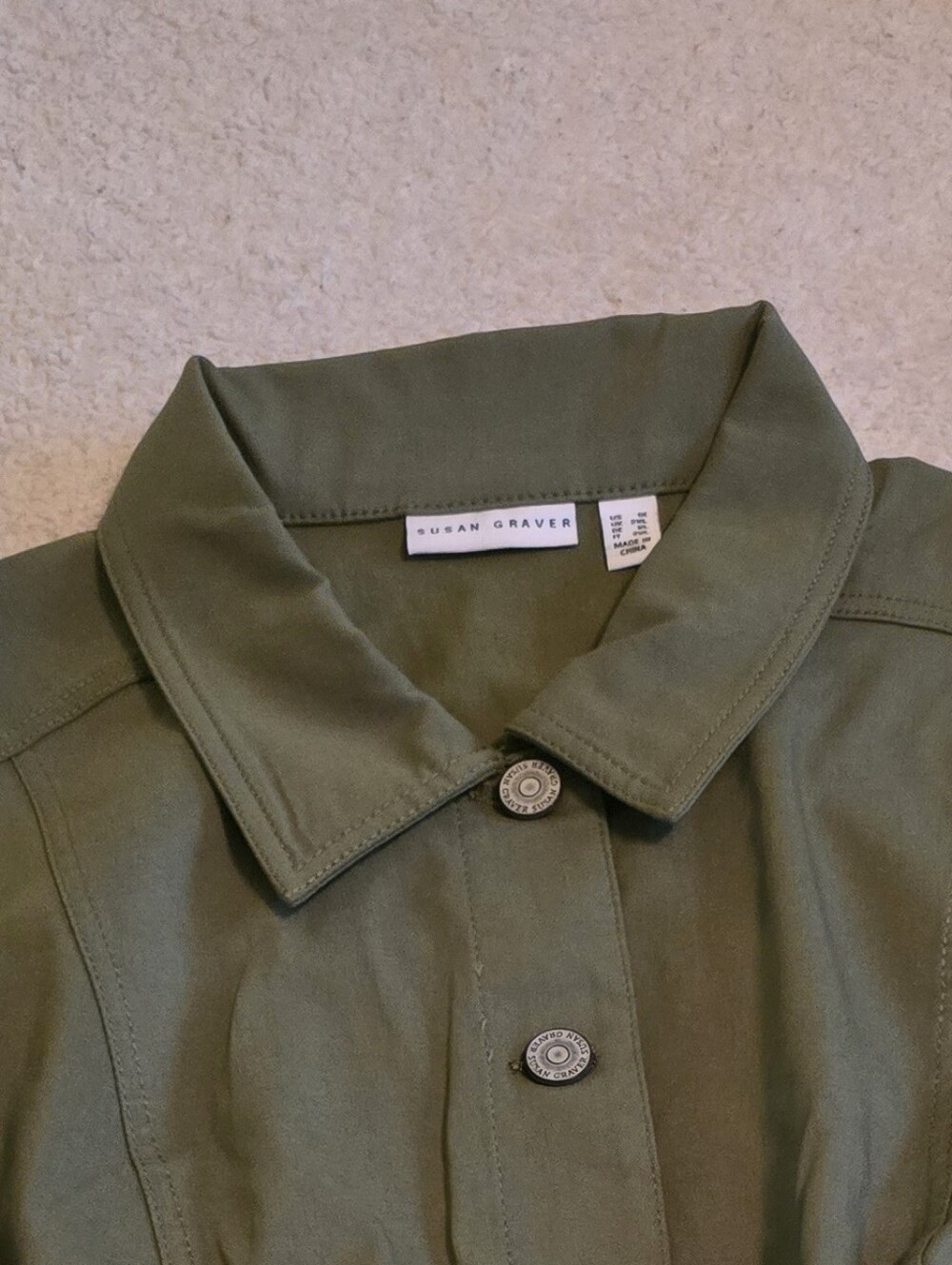 Susan Graver Olive Utility Button-Front Jacket - Picture 7 of 7